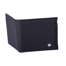 Load image into Gallery viewer, Men&#39;s Black Leather Wallet with Removable Card Case - Nocturnal Trail Blazer | NOVICA
