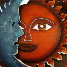 Load image into Gallery viewer, Handcrafted Sun and Moon Steel Wall Sconce from Mexico - Eclipse Over Jalisco | NOVICA
