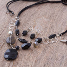 Load image into Gallery viewer, Women&#39;s Silver Onyx and Agate Jewelry Set - Guanajuato Night | NOVICA
