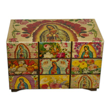 Load image into Gallery viewer, Catholic Wood Decorative Box - A Bouquet for My Guadalupe | NOVICA
