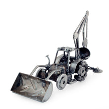 Load image into Gallery viewer, Unique Recycled Metal and Car Parts Sculpture Mexico - Rustic Bulldozer Digger | NOVICA
