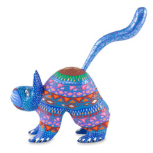 Load image into Gallery viewer, Mexican Alebrije Cat Sculpture - Blue Cat Greeting | NOVICA
