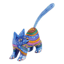 Load image into Gallery viewer, Mexican Alebrije Cat Sculpture - Playful Blue Kitten | NOVICA
