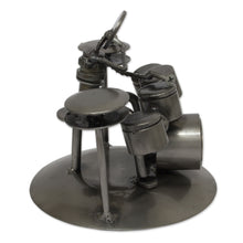 Load image into Gallery viewer, Hand Crafted Upcycled Metal Drummer Sculpture from Mexico - Rustic Drummer | NOVICA
