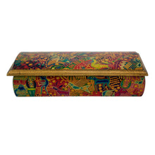 Load image into Gallery viewer, Huichol Theme Decoupage Jewelry Box with Mirror - Huichol Fiesta | NOVICA
