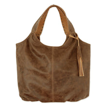Load image into Gallery viewer, Soft Honey Brown Leather Hobo Handbag with 3 Inner Pockets - Honey Brown Belle | NOVICA
