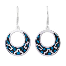 Load image into Gallery viewer, Geometric Turquoise Dangle Earrings from Mexico - Windows of History | NOVICA
