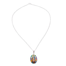 Load image into Gallery viewer, Religious Natural Flower Pendant Necklace from Mexico - Floral Guadalupe | NOVICA
