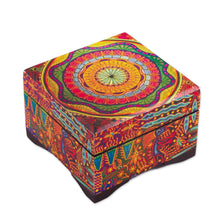 Load image into Gallery viewer, Petite Pinewood Decoupage Box with Huichol Icons - Huichol Mandala | NOVICA
