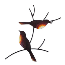 Load image into Gallery viewer, Handmade Metal Wall Art of Birds on Branches - Pair of Sparrows | NOVICA
