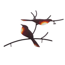 Load image into Gallery viewer, Handmade Metal Wall Art of Birds on Branches - Pair of Sparrows | NOVICA

