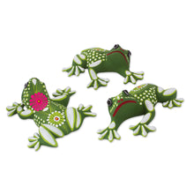 Load image into Gallery viewer, Ceramic Wall Art Frogs from Mexico (Set of 3) - Happy Frogs | NOVICA
