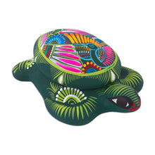 Load image into Gallery viewer, Hand Painted Ceramic Decorative Turtle Box from Mexico - Turtle Memory | NOVICA
