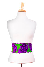 Load image into Gallery viewer, Mexican 100% Cotton Tie Belt with Purple Floral Motif - Field of Flowers | NOVICA
