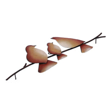Load image into Gallery viewer, Steel Wall Sculpture of Three Brown Birds from Mexico - My Pretty Family | NOVICA
