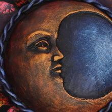 Load image into Gallery viewer, Crescent Moon Steel Wall Sculpture in Green from Mexico - Gleaming Eclipse | NOVICA
