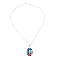 Load image into Gallery viewer, Virgin of Guadalupe Natural Flower and Silver Chain Necklace - Flowers for Guadalupe | NOVICA
