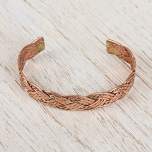 Load image into Gallery viewer, Handcrafted Braided Copper Cuff Bracelet from Mexico - Brilliant Weave | NOVICA
