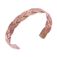 Load image into Gallery viewer, Handcrafted Braided Copper Cuff Bracelet from Mexico - Brilliant Weave | NOVICA
