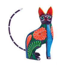Load image into Gallery viewer, Handcrafted Copal Wood Alebrije Cat Figurine from Mexico - Graceful Feline | NOVICA
