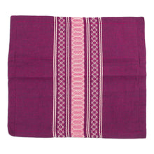 Load image into Gallery viewer, Handwoven Cotton Cushion Cover in Boysenberry from Mexico - Delicious Boysenberry | NOVICA
