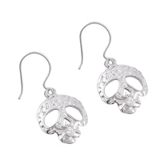 Load image into Gallery viewer, Taxco Skull Sterling Silver Dangle Earrings from Mexico - Transmutation | NOVICA
