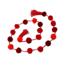 Load image into Gallery viewer, Handcrafted Shades of Red Cotton Pompom Garland from Mexico - Festive Fruit Punch | NOVICA
