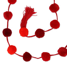 Load image into Gallery viewer, Handcrafted Shades of Red Cotton Pompom Garland from Mexico - Festive Fruit Punch | NOVICA

