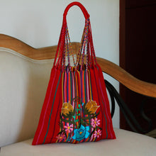 Load image into Gallery viewer, Handwoven Floral Cotton Tote from Mexico - Rainbow Bouquet | NOVICA
