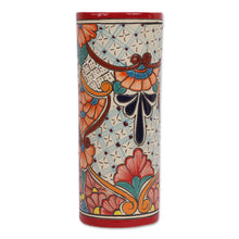 Load image into Gallery viewer, Handcrafted Floral Talavera-Style Ceramic Vase from Mexico - Mexico Colors | NOVICA

