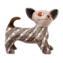 Load image into Gallery viewer, Handcrafted Grey and Beige Ceramic Chihuahua Dog Figurine - Cheerful Chihuahua | NOVICA
