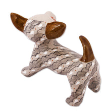 Load image into Gallery viewer, Handcrafted Grey and Beige Ceramic Chihuahua Dog Figurine - Cheerful Chihuahua | NOVICA
