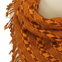 Load image into Gallery viewer, Cotton Scarf in Sunrise and Mahogany from Mexico - Mexican Sunrise | NOVICA
