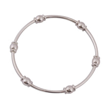 Load image into Gallery viewer, Gleaming Sterling Silver Bangle Bracelet from Mexico - Six Beads | NOVICA
