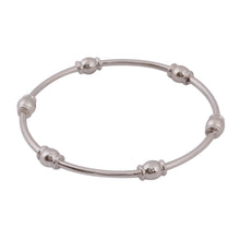 Load image into Gallery viewer, Gleaming Sterling Silver Bangle Bracelet from Mexico - Six Beads | NOVICA
