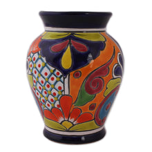 Load image into Gallery viewer, Hand-Painted Talavera-Style Ceramic Vase Crafted in Mexico - Talavera Glory | NOVICA
