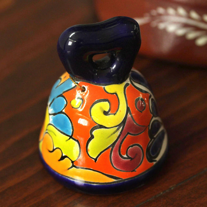 Hand-Painted Talavera-Style Ceramic Bell from Mexico - Ringing Talavera | NOVICA