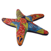 Load image into Gallery viewer, Hand-Painted Talavera-Style Ceramic Starfish Wall Sculpture - Talavera Starfish | NOVICA
