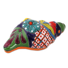 Load image into Gallery viewer, Talavera Style Ceramic Conch Sculpture from Mexico - Talavera Conch | NOVICA
