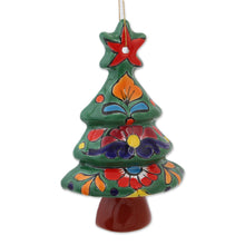 Load image into Gallery viewer, Floral Ceramic Christmas Tree Ornaments from Mexico (Pair) - Talavera Celebration | NOVICA
