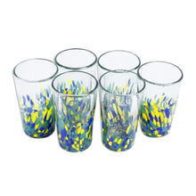 Load image into Gallery viewer, Colorful Recycled Glass Tumblers (16 Oz., Set of 6) - Tropical Confetti | NOVICA
