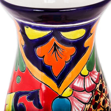Load image into Gallery viewer, Curvy Talavera-Style Ceramic Vase Crafted in Mexico - Colorful Curves | NOVICA
