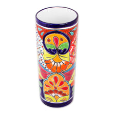 Load image into Gallery viewer, Cylindrical Talavera-Style Ceramic Vase from Mexico - Cylindrical Talavera | NOVICA

