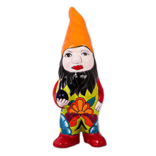 Load image into Gallery viewer, Talavera-Style Ceramic Gnome Statuette from Mexico - Talavera Gnome | NOVICA
