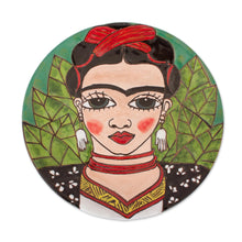 Load image into Gallery viewer, Handcrafted Frida Kahlo Colorful Ceramic Decorative Plate - Fantastic Frida | NOVICA
