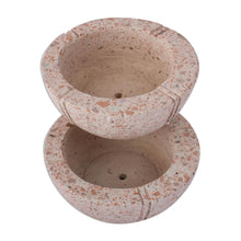 Load image into Gallery viewer, Round Reclaimed Stone Flower Pots from Mexico (Pair) - Verdant Bowls | NOVICA
