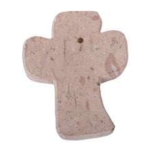 Load image into Gallery viewer, Simple Pewter and Reclaimed Stone Wall Cross from Mexico - Lithe Cross | NOVICA
