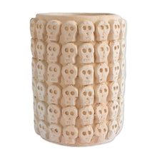 Load image into Gallery viewer, Skull Pattern Ceramic Flower Pot from Mexico - Rows of Skulls | NOVICA
