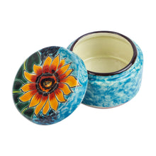Load image into Gallery viewer, Hand Painted Sunflower Ceramic Jewelry Box - Brilliant Sunflower | NOVICA
