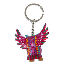 Load image into Gallery viewer, Hand Crafted Owl Alebrije Key Ring - Magenta Owl | NOVICA

